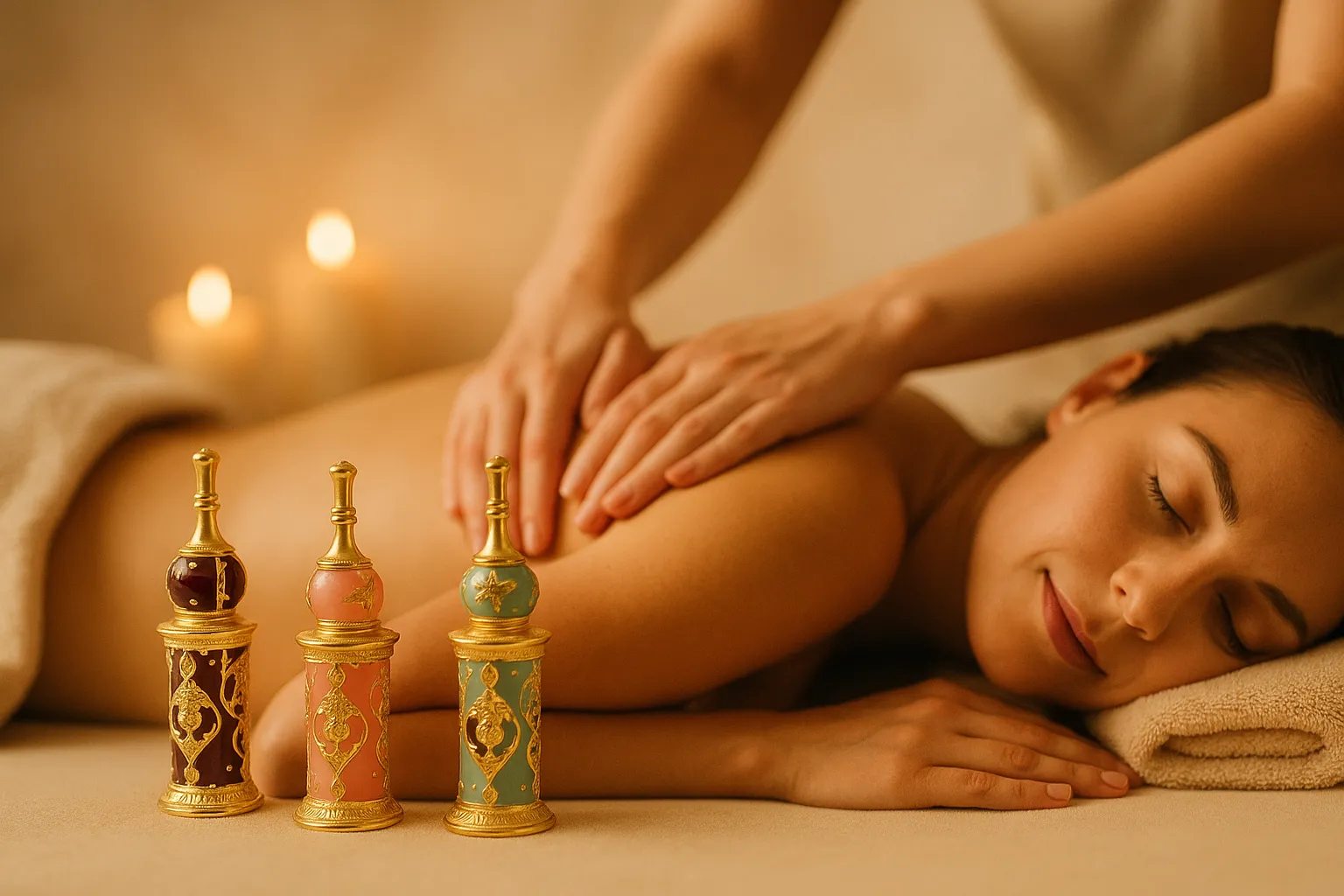 Woman having Pre-Blended Aromatherapy massage